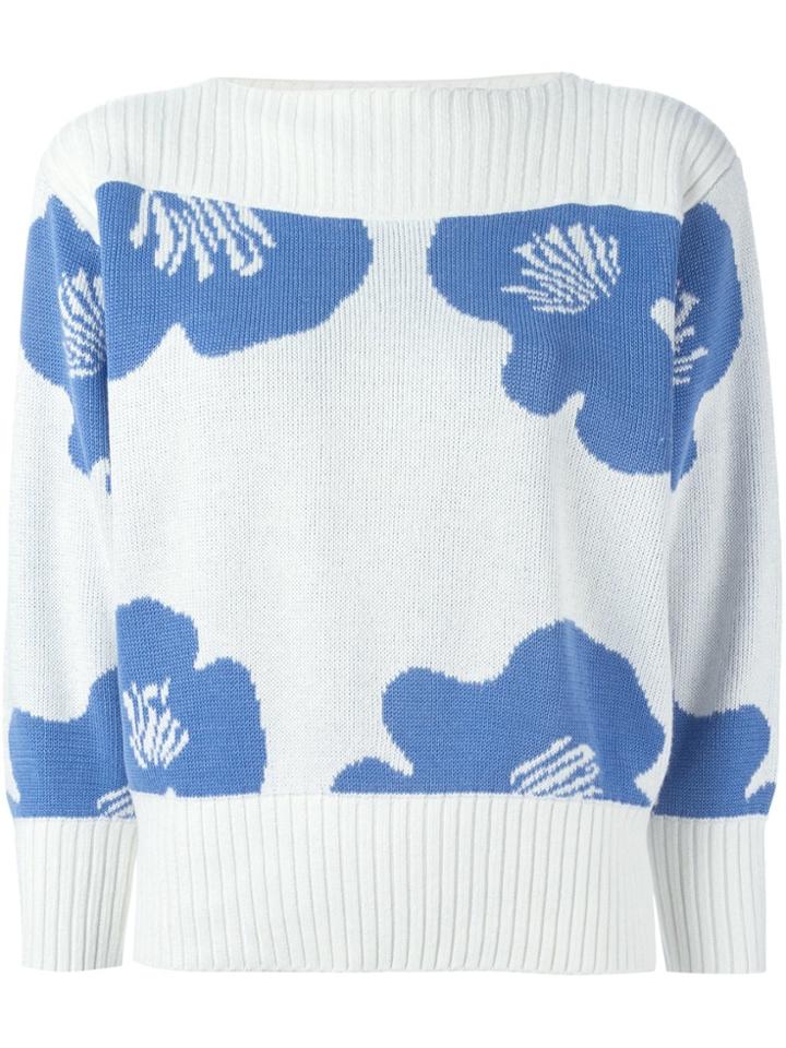 Courrèges Vintage Flower Jacquard Sweater - White