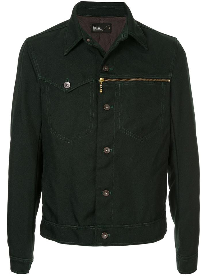 Kolor Zip-detail Denim Jacket - Green