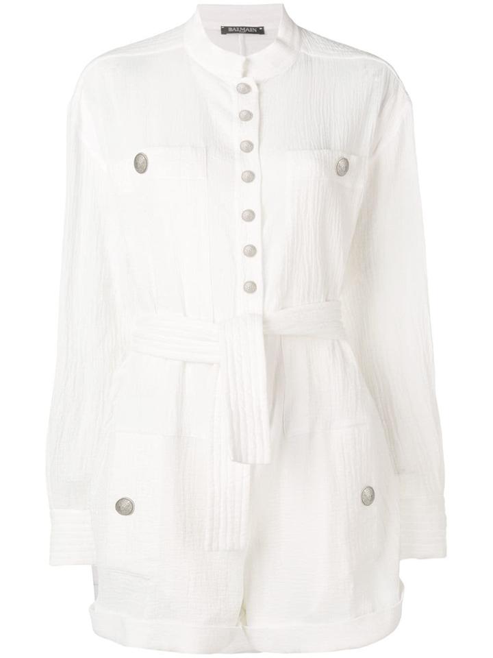 Balmain Belted-waist Playsuit - White