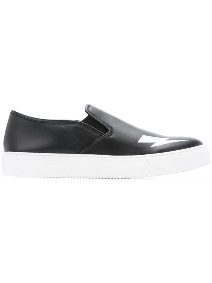 Neil Barrett Lightning Bolt Slip-on Sneakers - Black