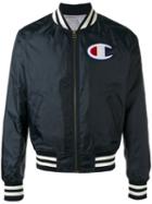 Champion Striped Detail Bomber Jacket, Men's, Size: Large, Blue, Polyester