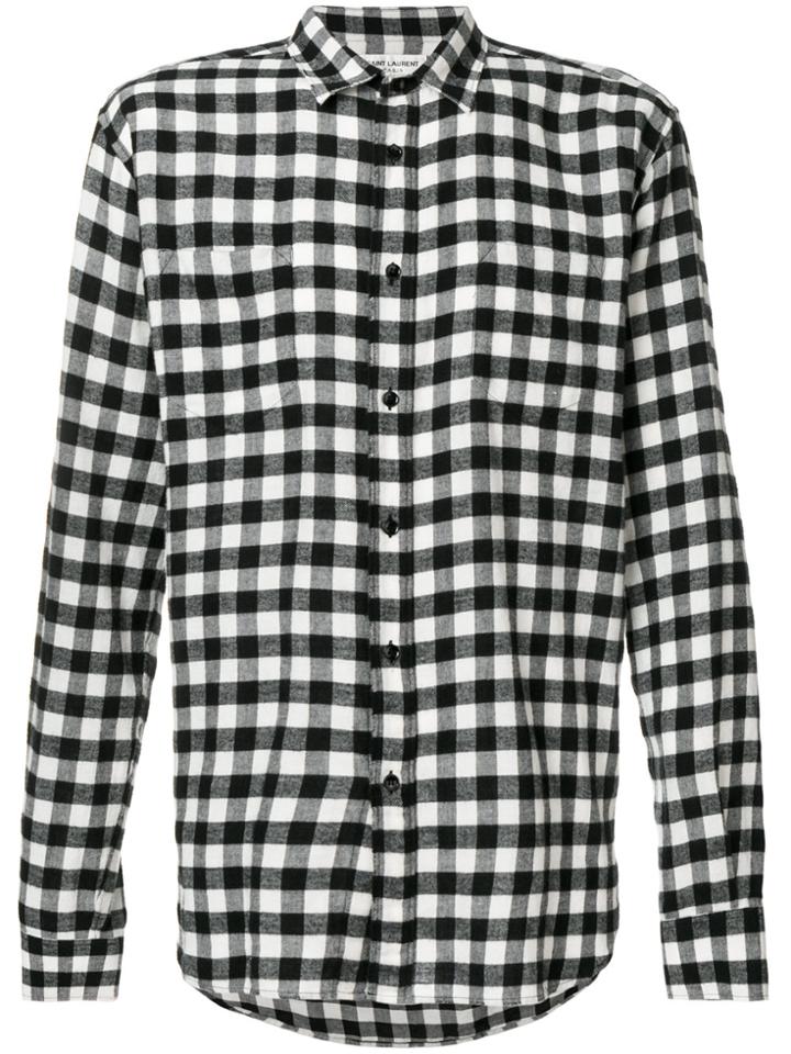 Saint Laurent Classic Checked Shirt - Black