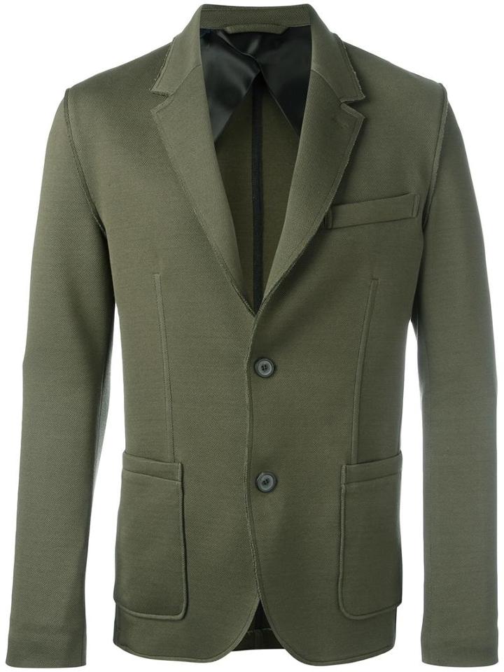 Lanvin Button Up Blazer, Men's, Size: 48, Green, Cotton/polyamide/viscose