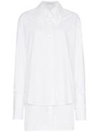 Delada Double Oversized Cotton Long Sleeve Shirt - White