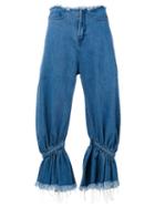 Marques'almeida - High-rise Ruffled Jeans - Women - Cotton - 6, Blue, Cotton