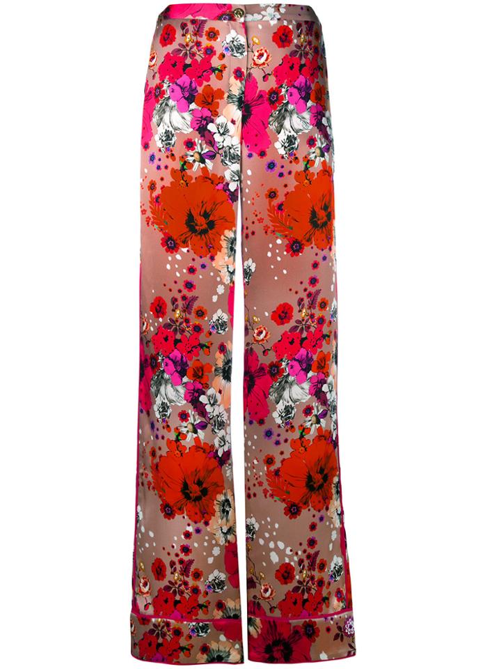 Roberto Cavalli Floral Print Palazzo Trousers - Pink & Purple