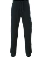 Stone Island Logo Patch Track Pants, Men's, Size: Large, Blue, Cotton