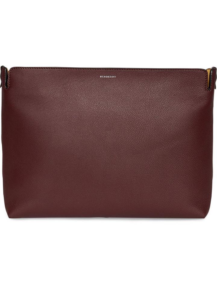 Burberry The Large Tri-tone Leather Clutch - Red