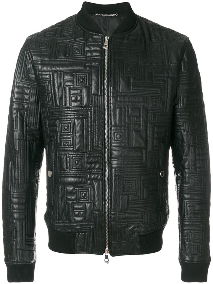 Versace Collection Quilted Bomber Jacket - Black
