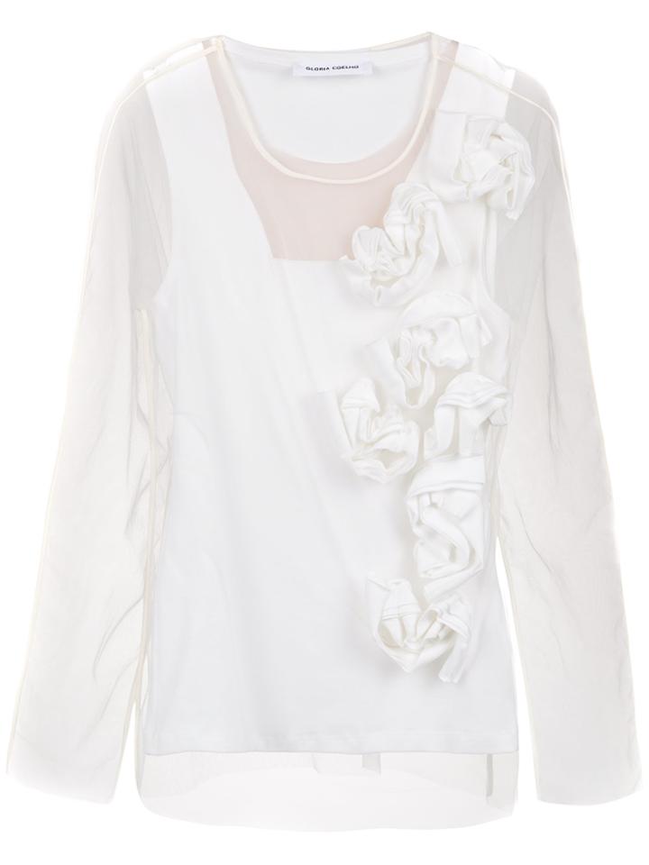 Gloria Coelho Embroidered Tulle Top - White