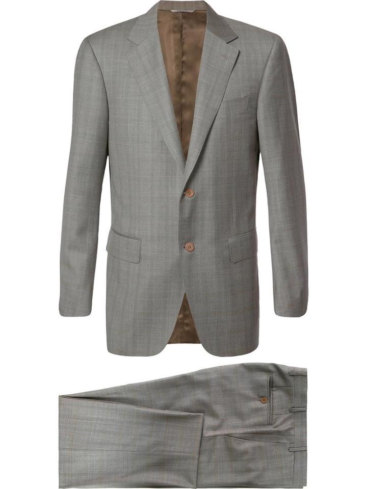 Canali Two-piece Plaid Suit, Men's, Size: 56, Nude/neutrals, Cupro/wool