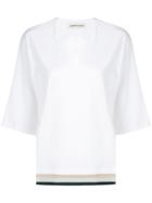 Lamberto Losani Striped Hem Loose T-shirt - White