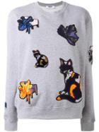 Msgm Appliqué Sweatshirt, Size: Large, Grey, Cotton/viscose