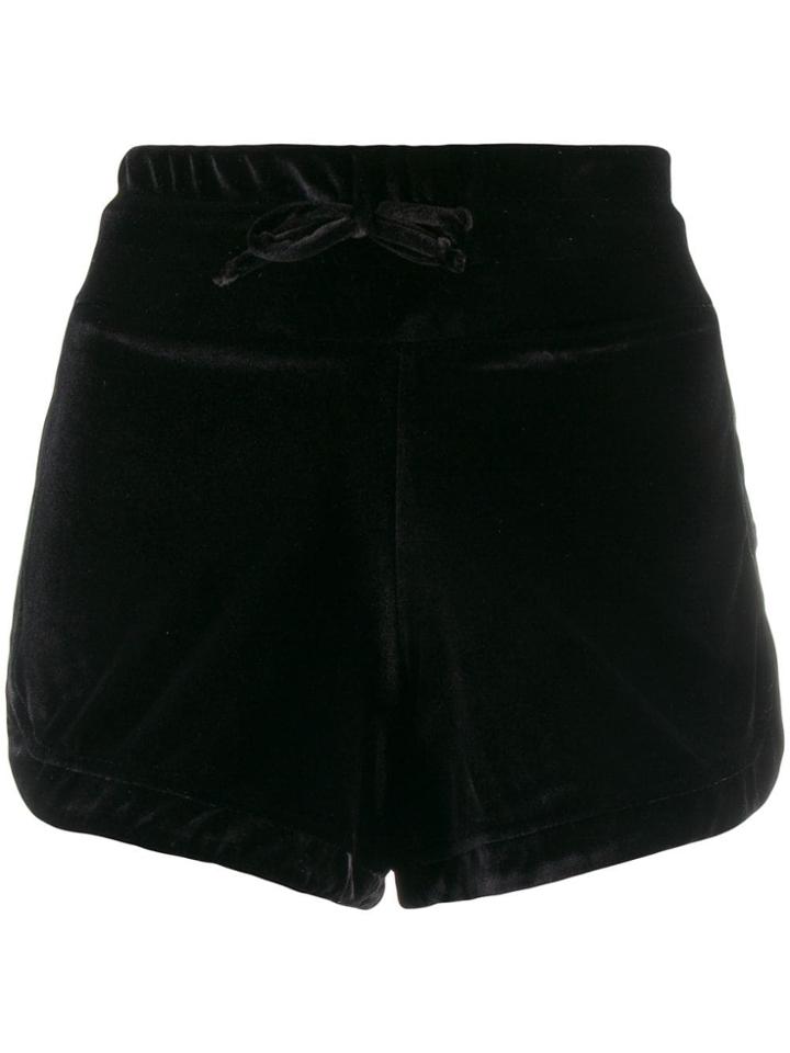 Plein Sport Drawstring Velvet Shorts - Black