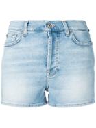 7 For All Mankind Faded Denim Shorts - Blue