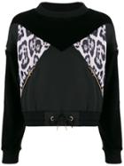 Just Cavalli Leopard Print Panel Sweatshirt - Black