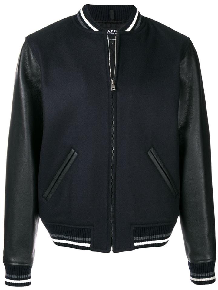 A.p.c. Panelled Bomber Jacket - Blue
