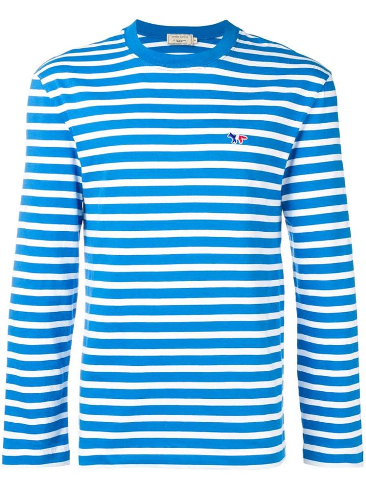 Maison Kitsuné Striped Crewneck Top - Blue