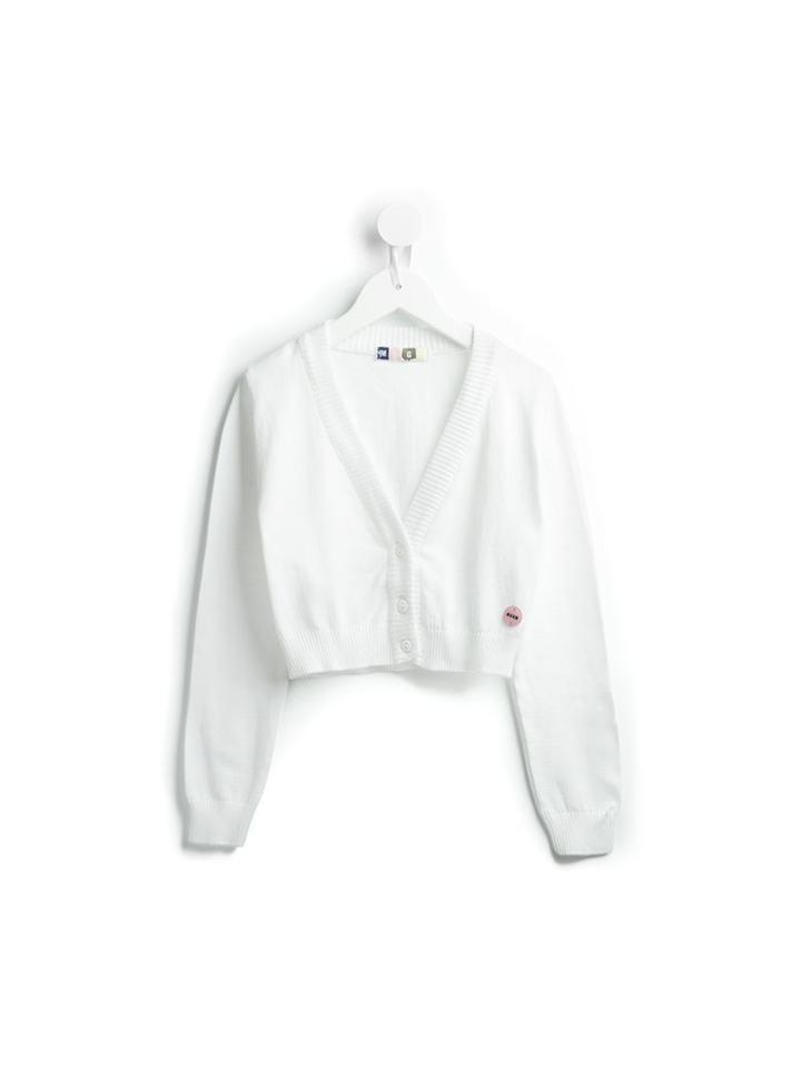 Msgm Kids V-neck Cardigan, Girl's, Size: 10 Yrs, White