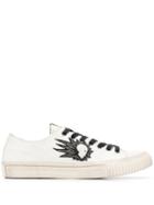 John Varvatos Skull Embroidered Sneakers - White