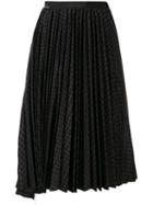 Sacai Asymmetric Pleat Midi Skirt - Black