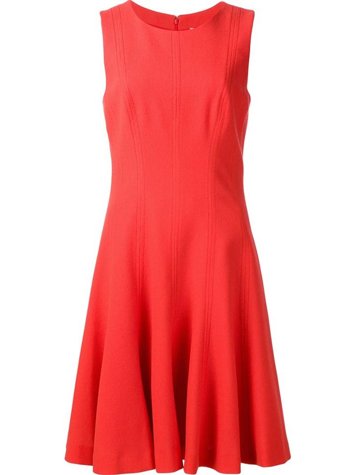 Carolina Herrera Flared Sleeveless Dress, Women's, Size: 4, Red, Polyester/acetate/virgin Wool