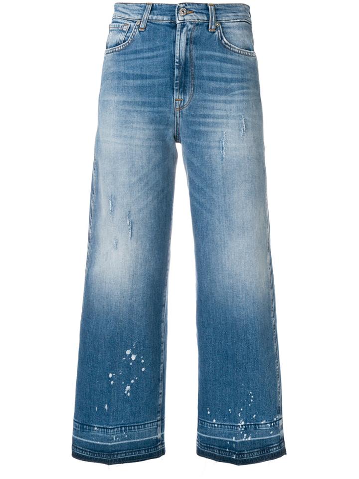 7 For All Mankind Cropped Faded Jeans - Blue
