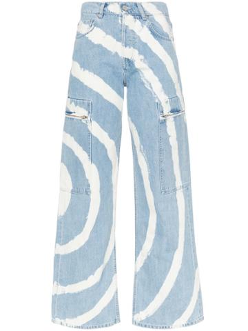 Ganni Blackstone Spiral-bleached Cargo Jeans - Blue