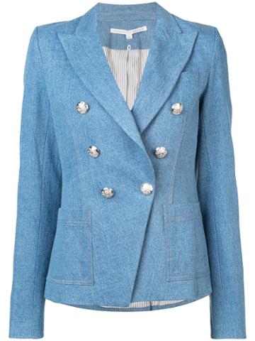 Veronica Beard Double Breasted Denim Jacket - Blue