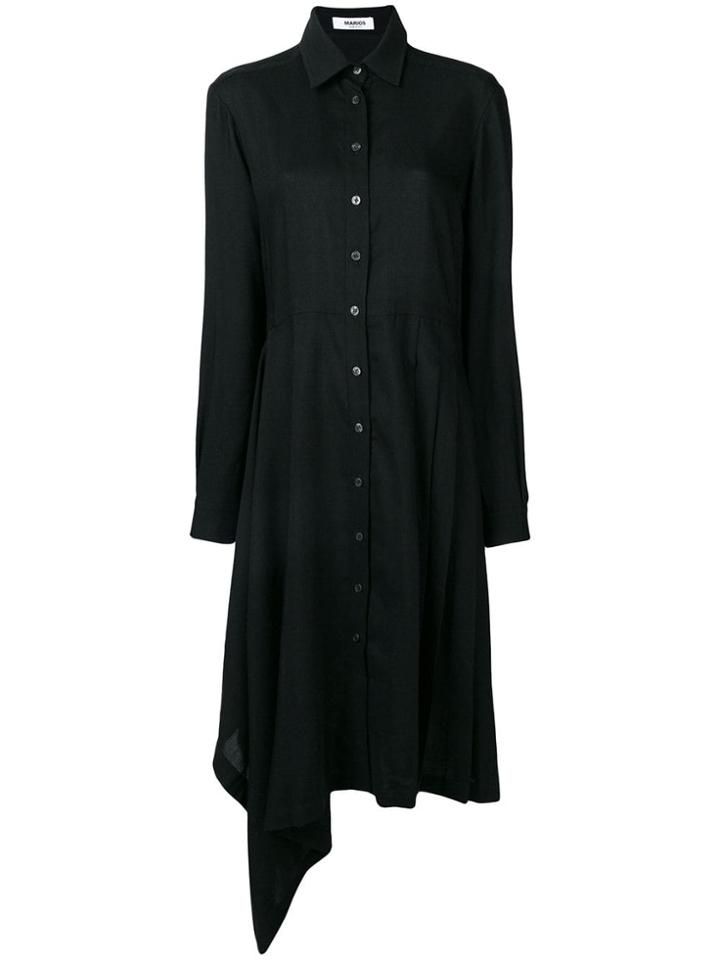 Marios Pleated Long-sleeved Dress - Black