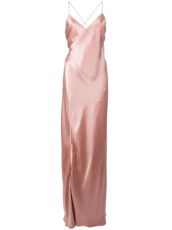 Michelle Mason Strappy Wrap Gown - Pink