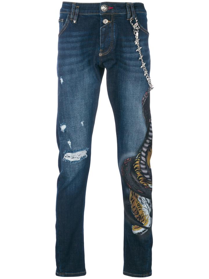 Philipp Plein Sadness Super Straight Cut Jeans - Blue