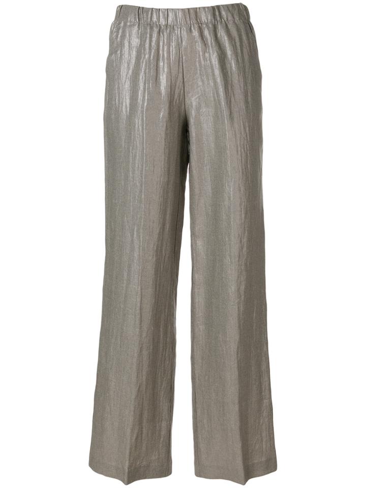 Kiltie Metallic Flared Trousers - Grey