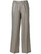 Kiltie Metallic Flared Trousers - Grey