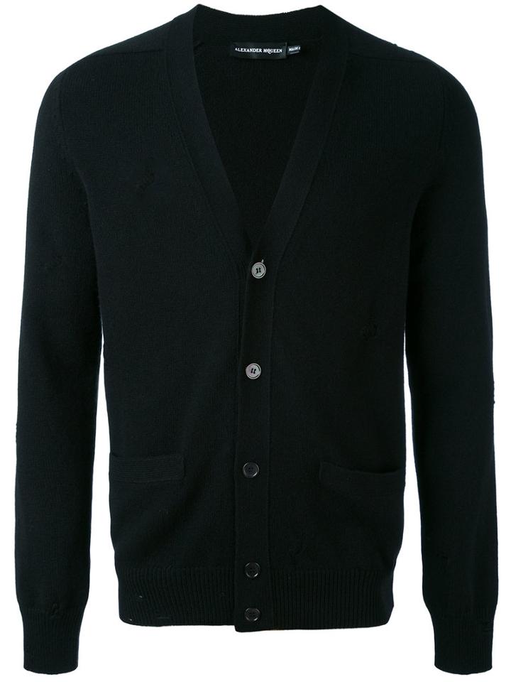 Alexander Mcqueen - V-neck Cardigan - Men - Cashmere - L, Black, Cashmere