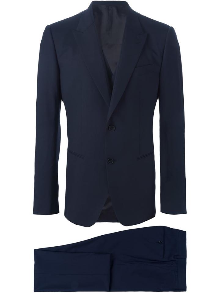 Dolce & Gabbana Three-piece Suit, Men's, Size: 50, Blue, Spandex/elastane/cupro/viscose/virgin Wool