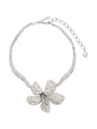 Oscar De La Renta Embellished Flower Necklace - Silver