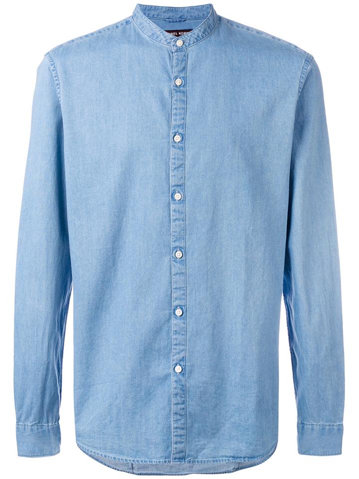 Michael Kors - Band Collar Shirt - Men - Cotton - Xl, Blue, Cotton