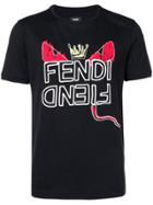 Fendi Slogan Print T-shirt - Black