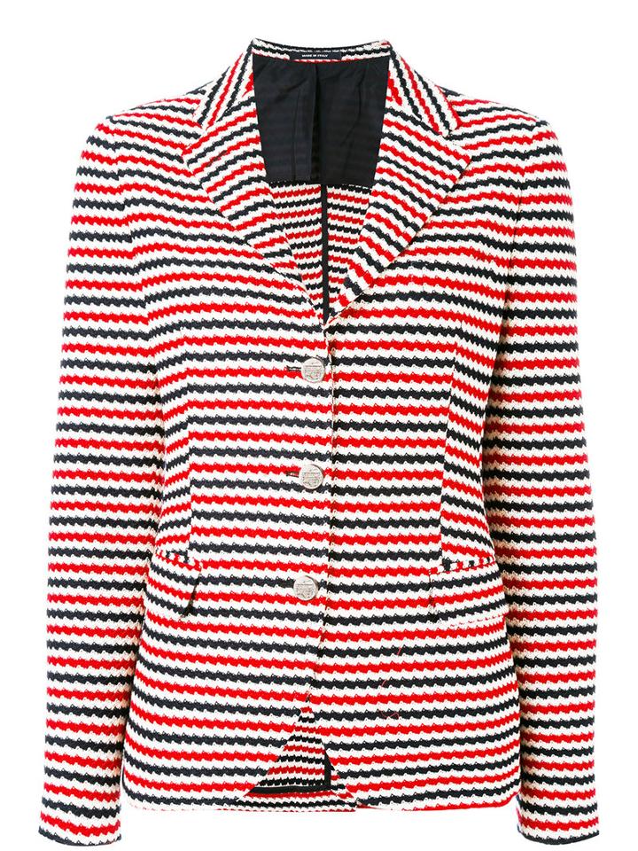Stripe Blazer - Women - Cotton/cupro - 44, Blue, Cotton/cupro, Tagliatore