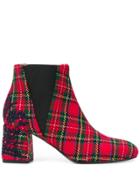 Pollini Tartan Ankle Boots - Red