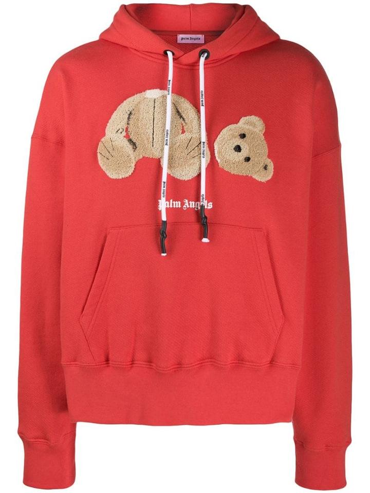 Palm Angels Teddy Bear Hoodie - Red