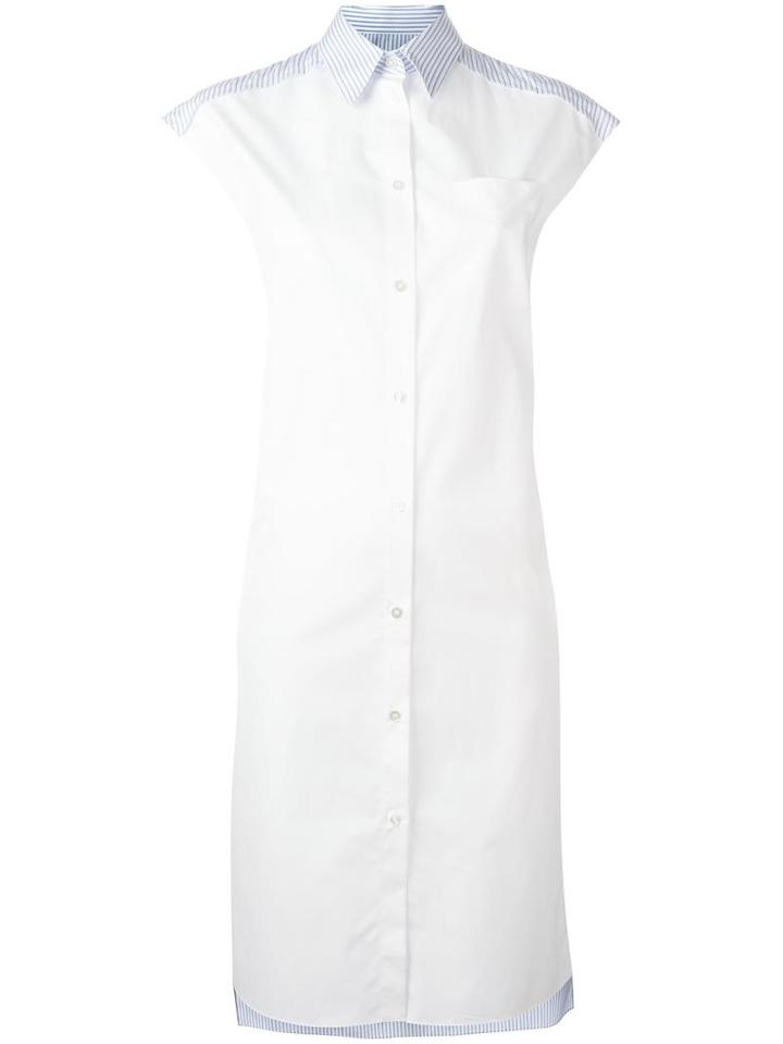Maison Margiela Sleeveless Shirt Dress, Women's, Size: 44, Blue, Cotton