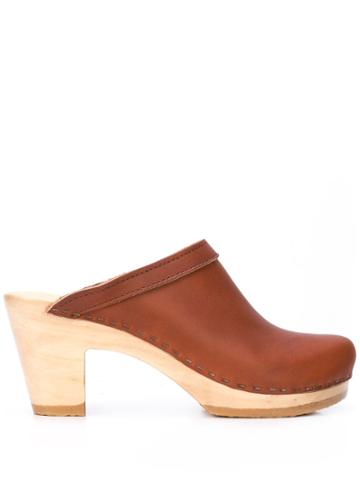 No.6 Old School Heeled Clogs - Brown