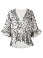 Iro Metallic Wrap-front Blouse, Women's, Size: 36, Nude/neutrals, Polyester