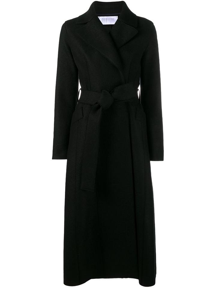 Harris Wharf London Long Belted Coat, Women's, Size: 40, Black, Virgin Wool