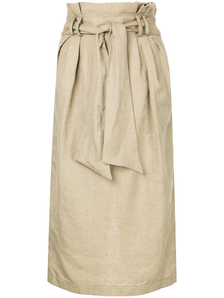 Gabriela Hearst Belt Tie Straight Skirt - Nude & Neutrals