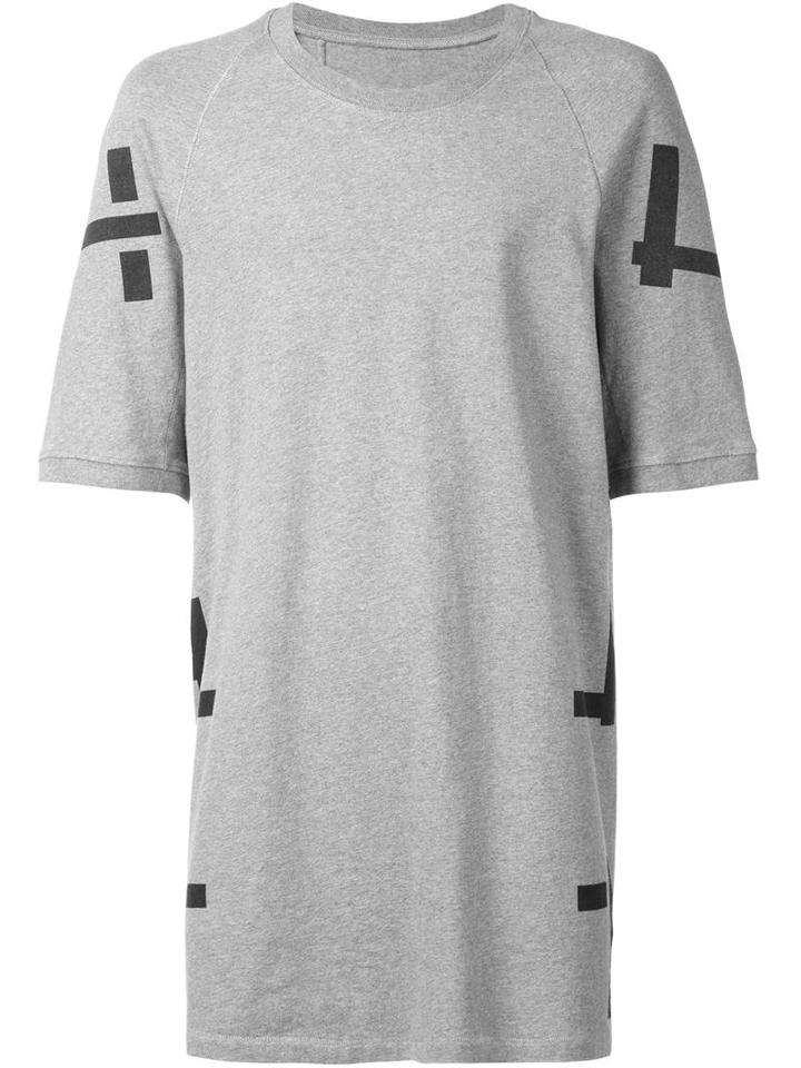 11 By Boris Bidjan Saberi T-pattern T-shirt, Men's, Size: Medium, Grey, Cotton