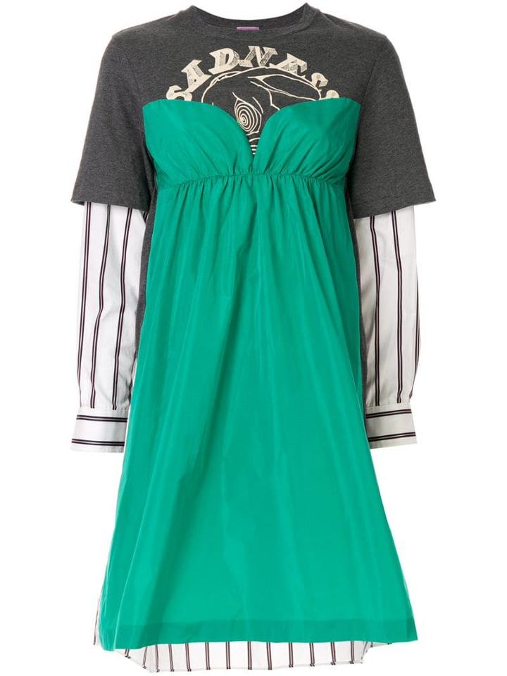 Sueundercover Panelled Long-sleeved Dress - Grey