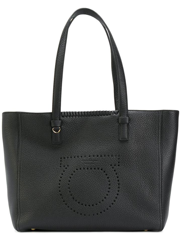 Salvatore Ferragamo Embroidered Tote Bag - Black